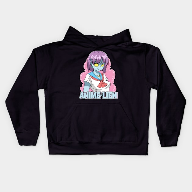 Anime Girl Alien Animelien Kids Hoodie by ModernMode